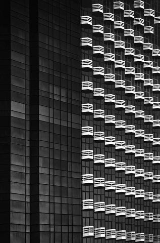 Balconies On Wilshire Boulevard White Modern Wood Framed Art Print with Double Matting by Labagnara, Roxana