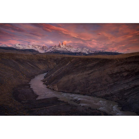 Where The River Flows Black Modern Wood Framed Art Print with Double Matting by Svoboda MQEP, Peter