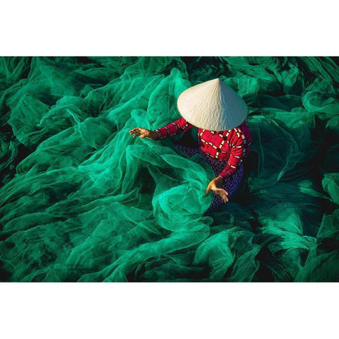 The Fishing Net Black Modern Wood Framed Art Print by Foto, Patrick