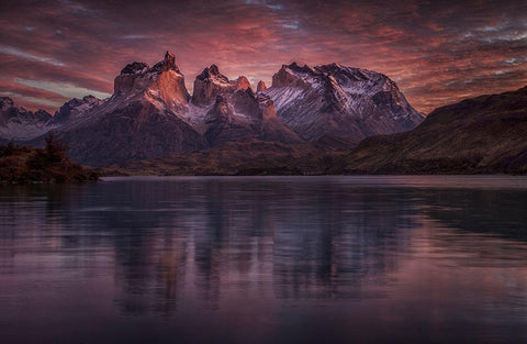 Purple Mirroring White Modern Wood Framed Art Print with Double Matting by Svoboda Mqep, Peter