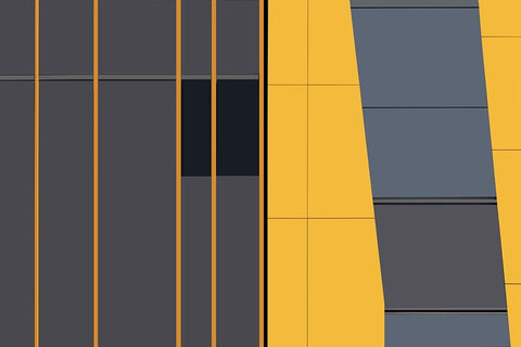 Yellow In Abstract Black Ornate Wood Framed Art Print with Double Matting by Niezen, Jan