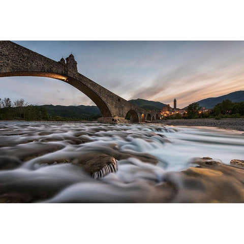 Old Bridge Black Modern Wood Framed Art Print with Double Matting by Galimberti, Marco