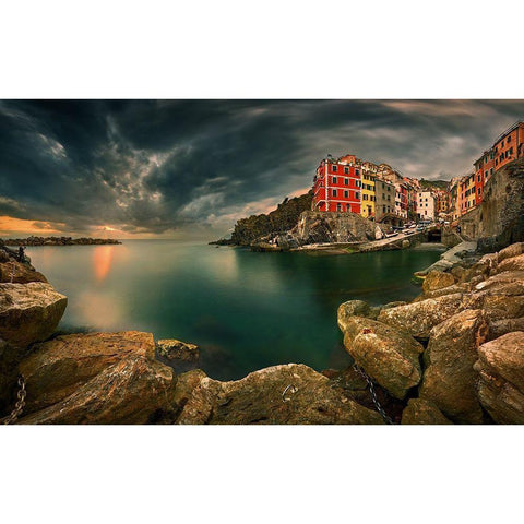 Riomaggiore... Black Modern Wood Framed Art Print by Browko, Krzysztof