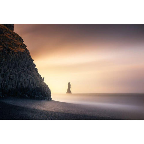 Sunrise In Reynisfjara Black Modern Wood Framed Art Print by Ruiz Dueso, Jorge
