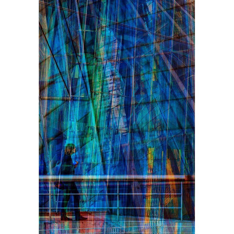 Blu Black Modern Wood Framed Art Print with Double Matting by Della Latta, Massimo