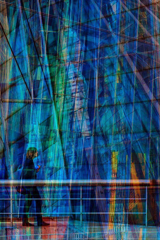 Blu White Modern Wood Framed Art Print with Double Matting by Della Latta, Massimo