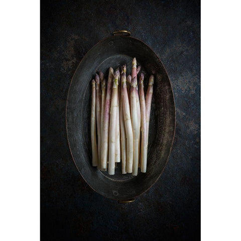 White Asparagus Black Modern Wood Framed Art Print with Double Matting by Popescu, Diana