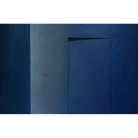 Blue Minimalism Or A Secret Door White Modern Wood Framed Art Print by Schuster, Inge