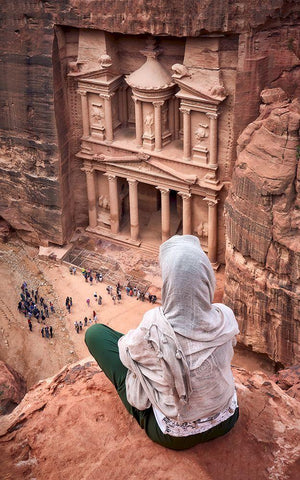 Loving Petra - Jordan White Modern Wood Framed Art Print with Double Matting by M. Garcia, Jesus