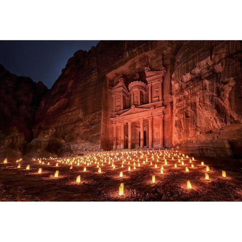 Petra By Night Black Modern Wood Framed Art Print with Double Matting by M. Garcia, Jesus