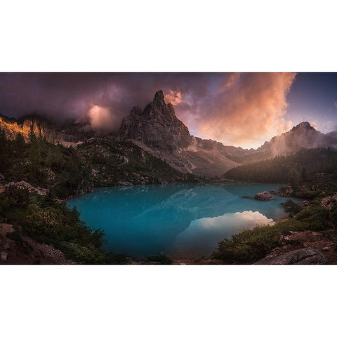 Turquoise Refection Black Modern Wood Framed Art Print by F. Turienzo, Carlos