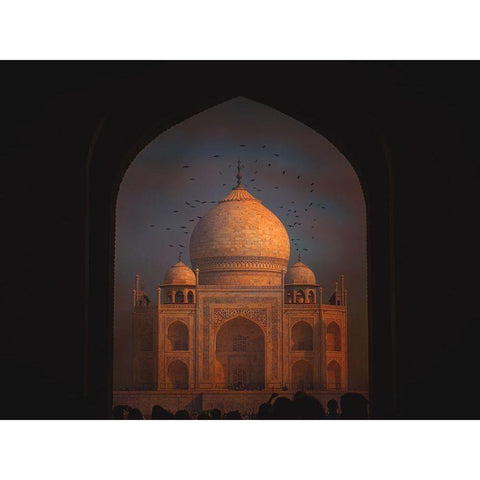 Taj Mahal Black Modern Wood Framed Art Print with Double Matting by Yosifov, Svetlin