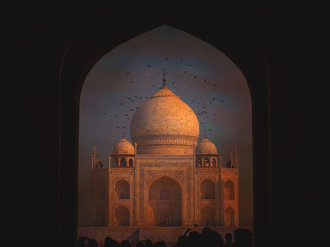 Taj Mahal Black Ornate Wood Framed Art Print with Double Matting by Yosifov, Svetlin