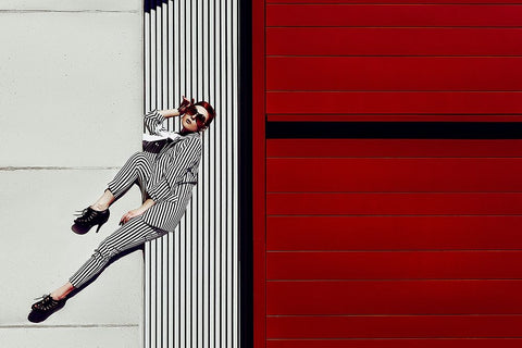 Climbing High Fashion White Modern Wood Framed Art Print with Double Matting by Bolgov, Ruslan