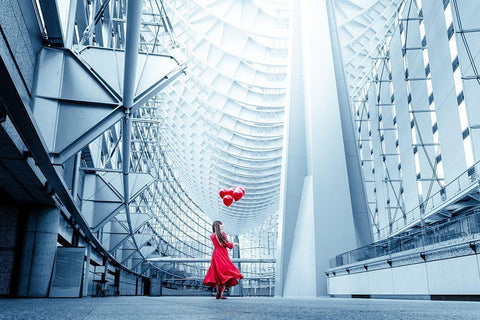 A Day Trip White Modern Wood Framed Art Print with Double Matting by Silkandfire