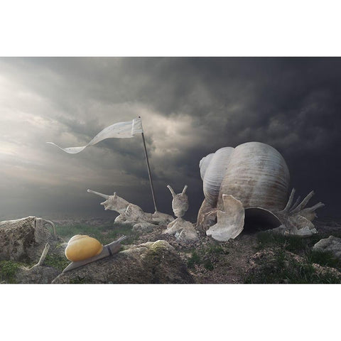 Temple Of Snail White Modern Wood Framed Art Print by Cakovsky, Peter