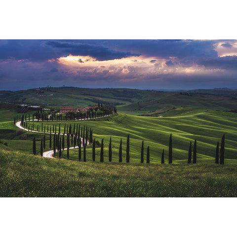 Tuscany - Crete Senesi Gold Ornate Wood Framed Art Print with Double Matting by Claude Castor, Jean