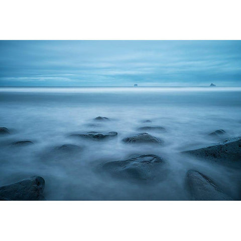 The Blue Hour At Rialto Beach White Modern Wood Framed Art Print by Jacobs, Lydia