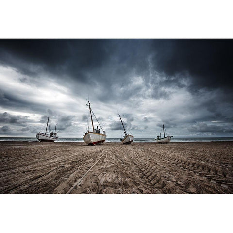 Ships Black Modern Wood Framed Art Print by Fotomarion