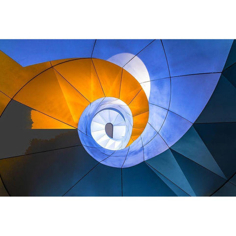 Snail Stairs Gold Ornate Wood Framed Art Print with Double Matting by Zhu, Hua