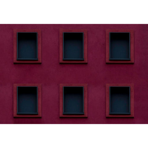 Purple Six  Black Modern Wood Framed Art Print with Double Matting by Block, Sascha