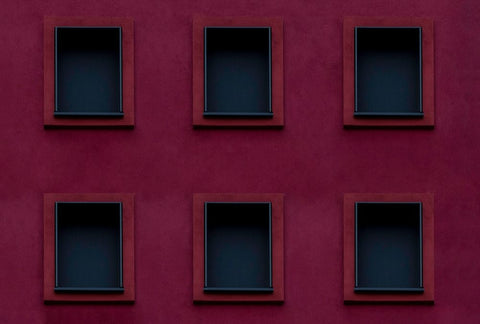 Purple Six  White Modern Wood Framed Art Print with Double Matting by Block, Sascha