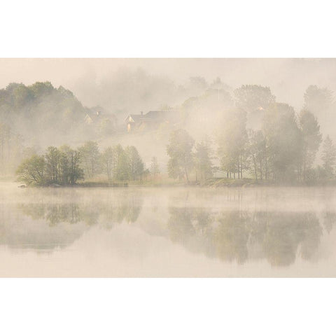 Early Morning. Black Modern Wood Framed Art Print with Double Matting by Wallberg, Allan