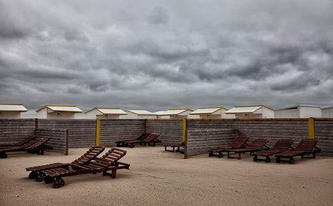 Waiting For The Sun White Modern Wood Framed Art Print with Double Matting by Depaepe, Yvette