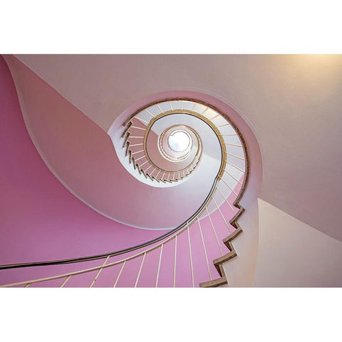 The Pink Red Staircase Black Modern Wood Framed Art Print with Double Matting by Ohlendorf, Anette