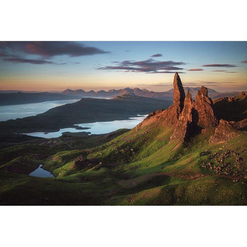 Scotland - Old Man Of Storr Gold Ornate Wood Framed Art Print with Double Matting by Claude Castor, Jean