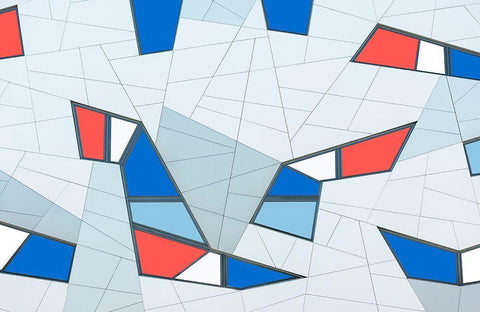 Game Of Lines And Shapes White Modern Wood Framed Art Print with Double Matting by Van Son, Greetje