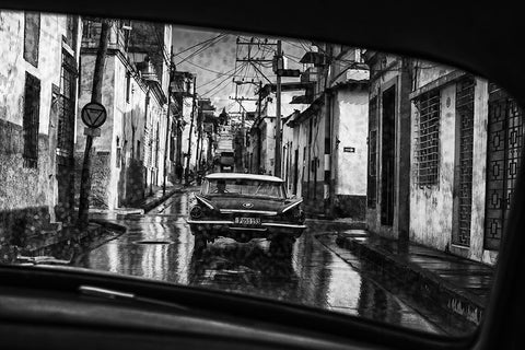 In The Streets Of Santiago De Cuba Black Ornate Wood Framed Art Print with Double Matting by Stranak, Pavol