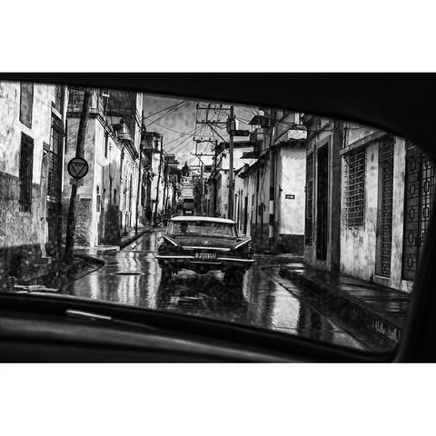 In The Streets Of Santiago De Cuba Black Modern Wood Framed Art Print by Stranak, Pavol