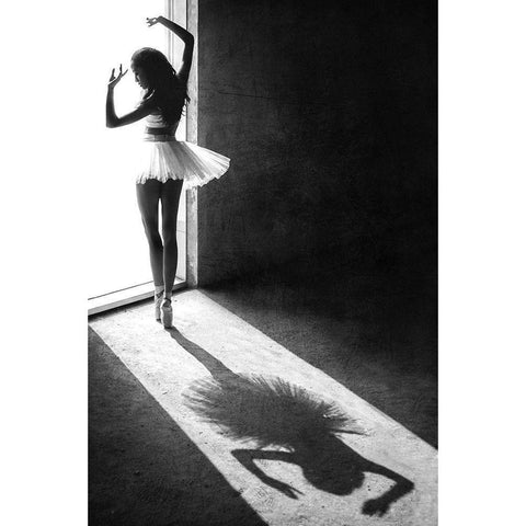 Shadow Dance Black Modern Wood Framed Art Print with Double Matting by Kisworo, Sebastian