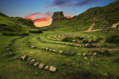 Scotland - Fairy Glen White Modern Wood Framed Art Print with Double Matting by Claude Castor, Jean