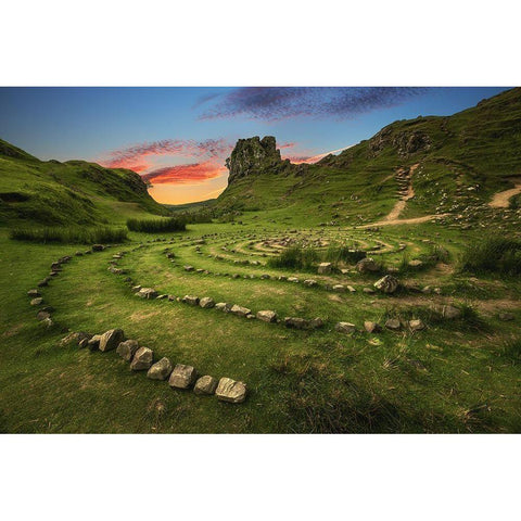 Scotland - Fairy Glen Gold Ornate Wood Framed Art Print with Double Matting by Claude Castor, Jean