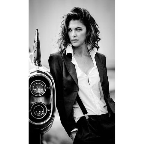 Jamie And The T-Bird Black Modern Wood Framed Art Print with Double Matting by Muller Photography, Peter