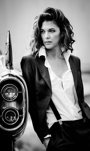 Jamie And The T-Bird White Modern Wood Framed Art Print with Double Matting by Muller Photography, Peter