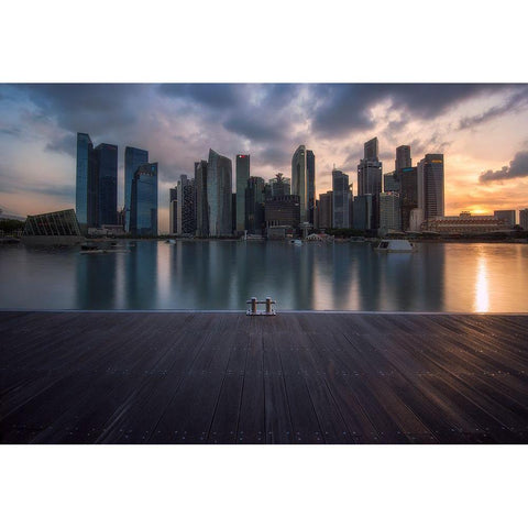 City Dock White Modern Wood Framed Art Print by Vandewalle, Richard