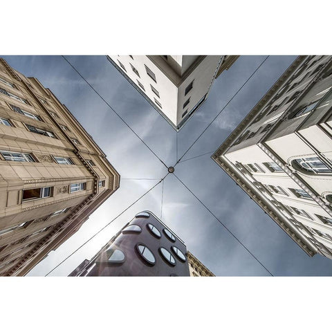 Where Streets Meet The Sky Black Modern Wood Framed Art Print by Cancian, Lorenza