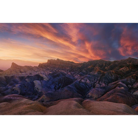 Zabriskie Sunset Black Modern Wood Framed Art Print with Double Matting by F. Turienzo, Carlos