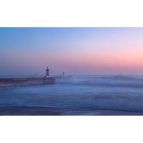 Lighthouse In Porto-Portugal. Black Modern Wood Framed Art Print with Double Matting by Nunez, Adrian
