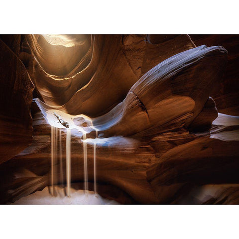 Antelope Waterfall Black Modern Wood Framed Art Print with Double Matting by Pablo De, Juan