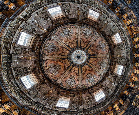 Vault In Perspective Black Ornate Wood Framed Art Print with Double Matting by Domont, Jois