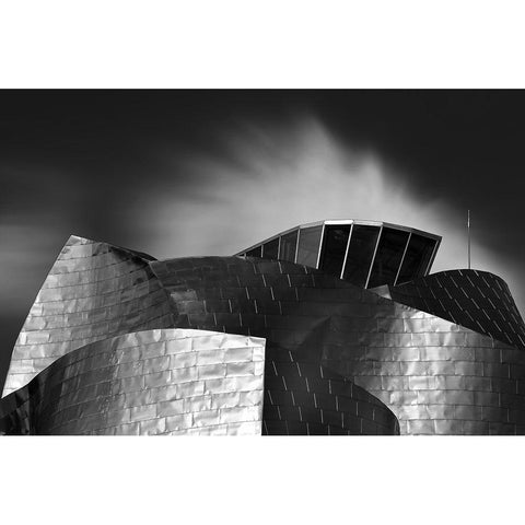 Gehry In Bilbao Black Modern Wood Framed Art Print with Double Matting by Hawerkamp, Hans-Wolfgang