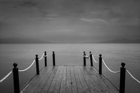 Bridge White Modern Wood Framed Art Print with Double Matting by Boskovski, Petar