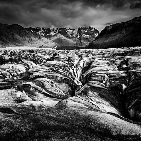 The Black Glacier White Modern Wood Framed Art Print with Double Matting by Digalakis, George