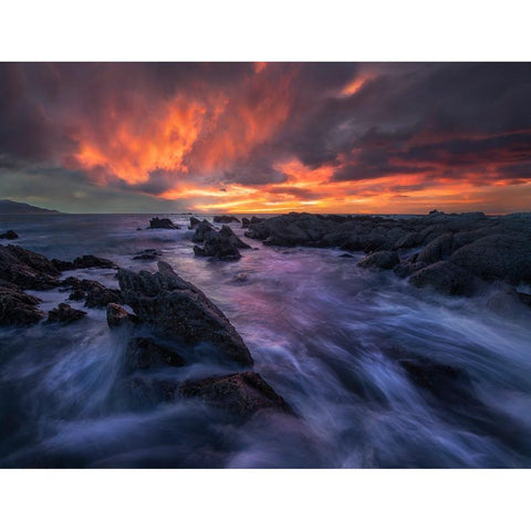 Burning Sky Black Modern Wood Framed Art Print by Zhang, Yan