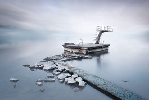 The Springboard Black Ornate Wood Framed Art Print with Double Matting by Guerola, Joaquin