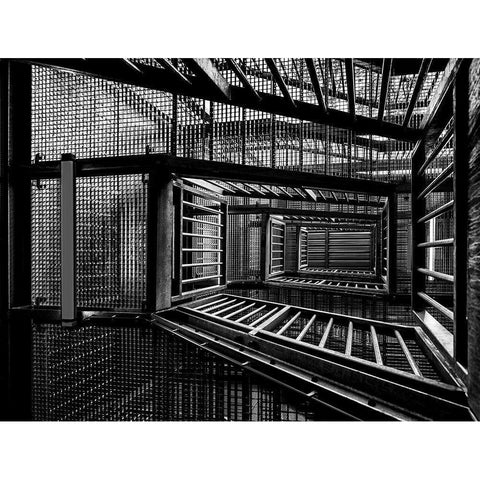 Escape Room Black Modern Wood Framed Art Print with Double Matting by Van Son, Greetje